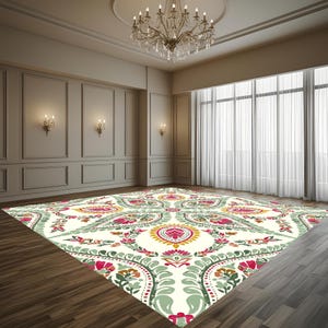 Conception numérique Boho Floral Paisley | Revêtement de sol ou toile de fond personnalisable | Décoration événementielle vibrante d'inspiration indienne | Conception numérique uniquement