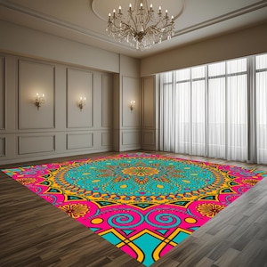 Motif indien traditionnel | Mandala coloré | Conception de piste de danse pour mariage | Motifs de sol | Conception numérique uniquement