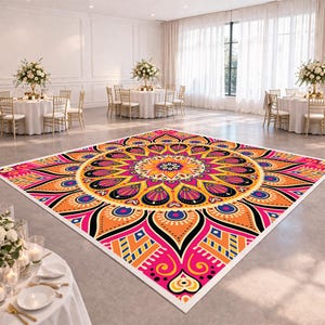 Dance Floor Design | Indian Wedding Mandala Floor Wrap | Colorful Mehndi Reception Decor | Custom Printable Vinyl Dance Floor File