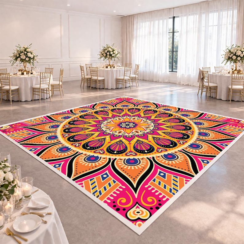 Dance Floor Design | Indian Wedding Mandala Floor Wrap | Colorful ...