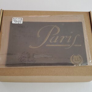 Vintage French carte postale postcards of Paris glued to kraft brown greeting cards cards with envelopes