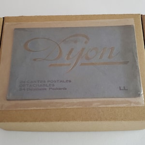 Vintage French carte postale postcards of Dijon glued to kraft brown greeting cards cards with envelopes
