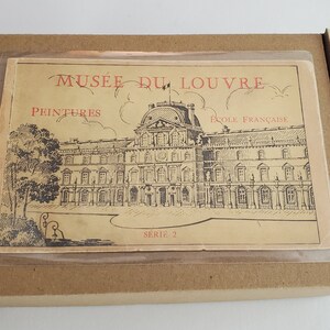 Vintage French carte postale postcards of Musee du Louvre paintings French School glued to kraft brown greeting cards cards with envelopes