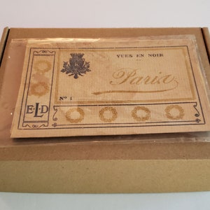 Vintage French carte postale postcards of Paris glued to kraft brown greeting cards cards with envelopes
