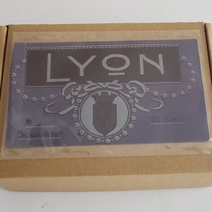 Vintage French carte postale postcards of Lyon glued to kraft brown greeting cards cards with envelopes