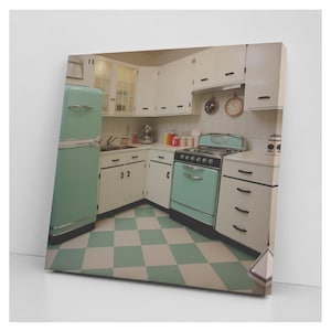 Vintage 1950&#39;s Kitchen Canvas Print Decor | Unique AI Artwork | Baking and Kitchen Home Decor