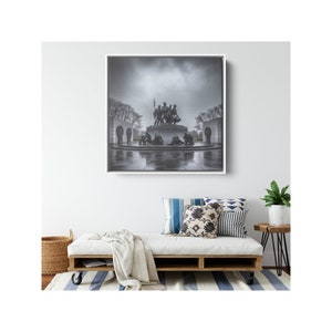 Military Memorial Statue Framed Canvas Print Soldier Memorial