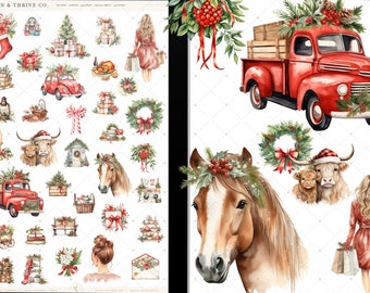 Feuille d’autocollants numériques de Noël v2 pour la planification numérique festive | Ambiance de Noël | Autocollants GoodNotes | Planificateur numérique | Autocollants de ferme