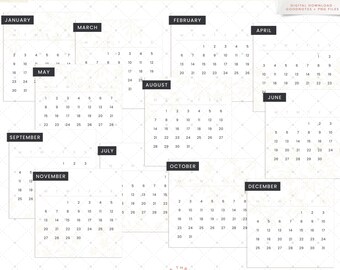 Kalender Digitale Stickers voor iPad | Mini-kalenderset | GoodNotes-stickers | iPad-stickers | GoodNotes | Frame, Schoon, Functioneel, 2023