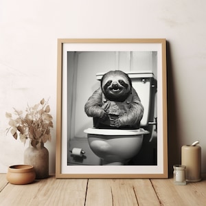 Sloth Bathroom Print, Funny Bathroom Print, Bathroom Decor, Bathroom Wall Decor, Funny Decor, Best Gift