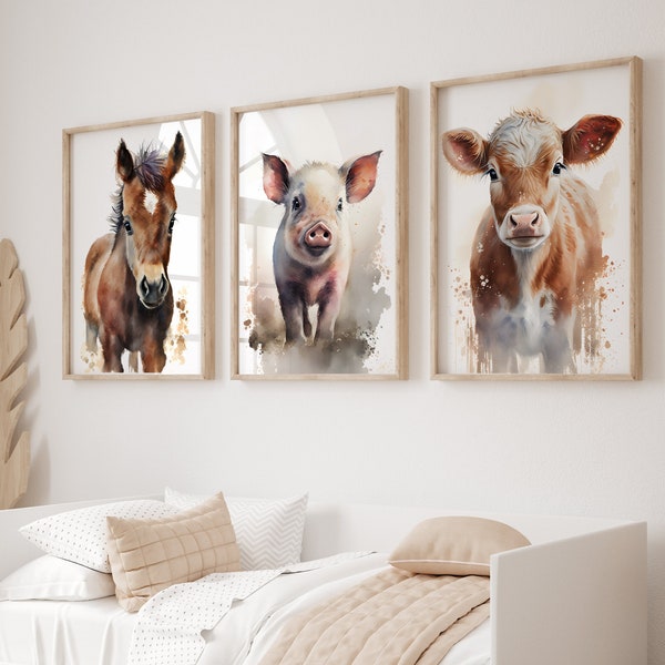 Baby Farm Animal Nursery Prints Farm Animal Decor Nursery Wall Art Farm Nursery Prints