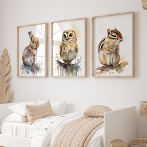 Woodland Nursery Prints Woodland Animal Decor Nursery Wall Art Baby Woodland Animal Prints