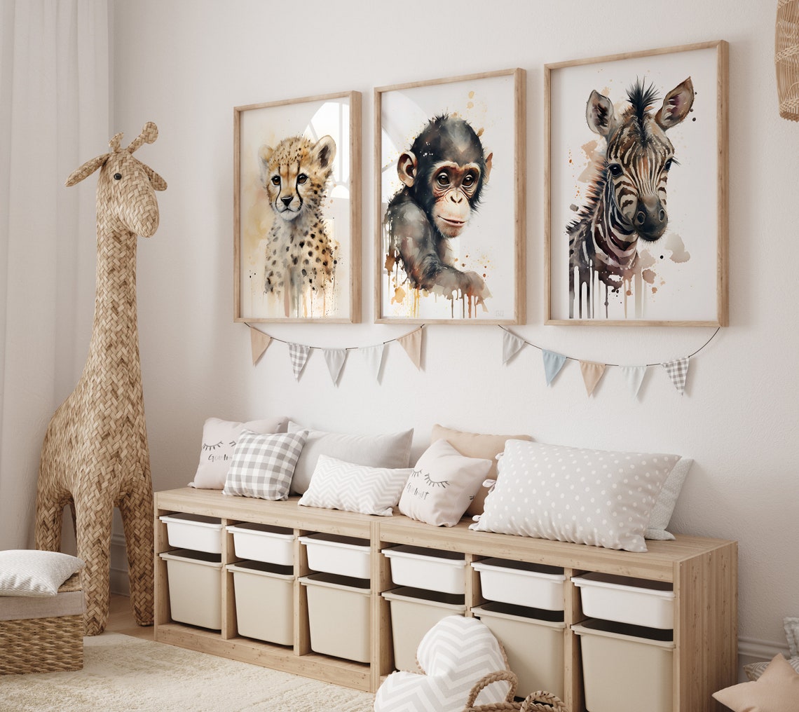 Nursery Decor Safari Nursery Prints Wall Art Safari Baby Animal Print ...