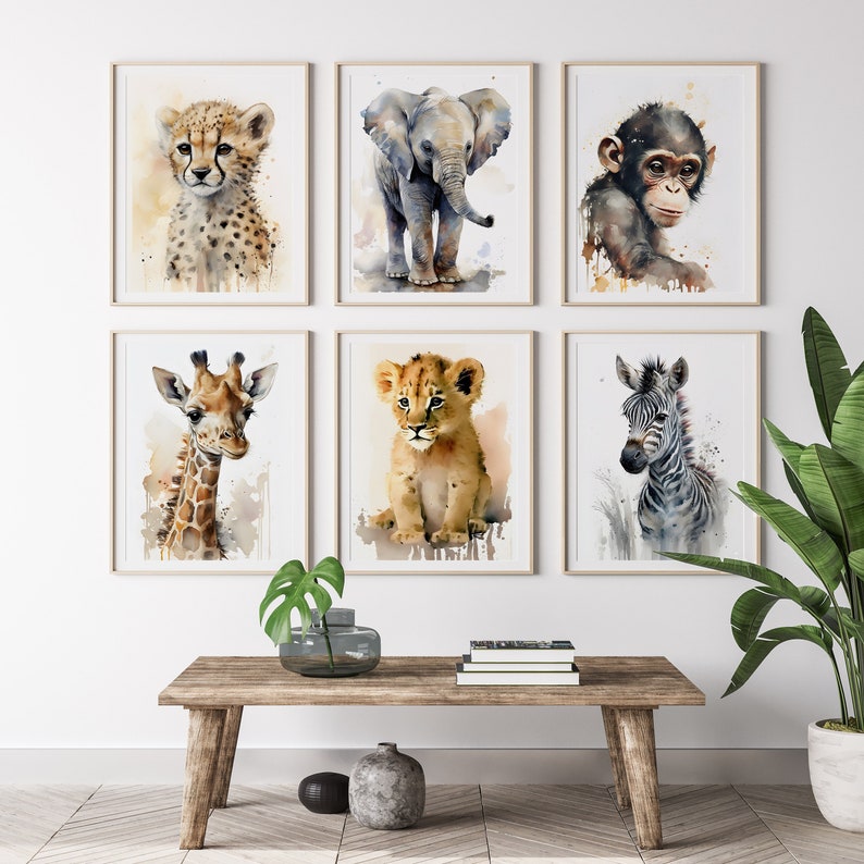 Nursery Decor Safari Nursery Prints Wall Art Safari Baby Animal Print ...