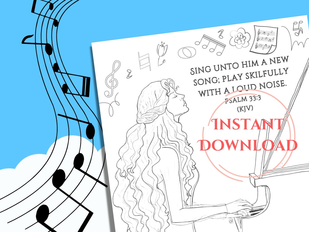 Psalm of the Piano Bible Verse Music Line Drawing Etsy