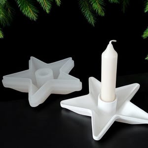 Silikonform, Silikon Gießform, Kerzenhalter, Silikongießform für Gießpulver , Resin, Beton, Kerzenständer Stern 15,5 cm