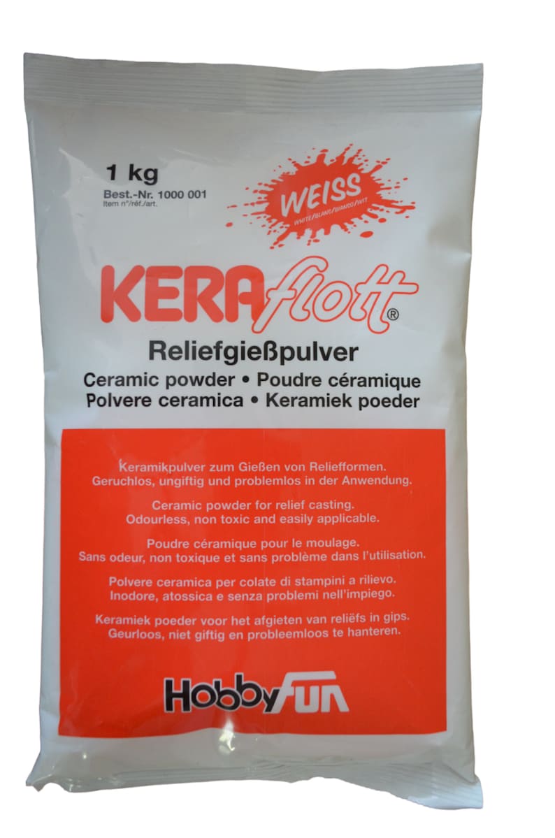 KERAflott Gießpulver Gießmasse weiß HobbyFun Keramikpulver 1 kg oder 5 kg 1 kg Beutel