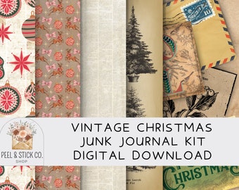 Descarga digital del kit de diario basura de Navidad vintage