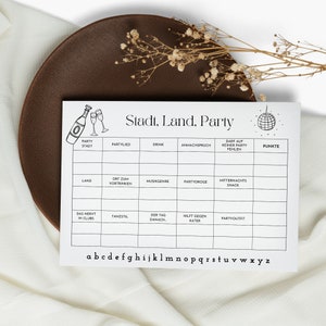 Party game, city-country party, digital download to print, drinking game, pdf, DIN A4, party games to print, drinking games, party