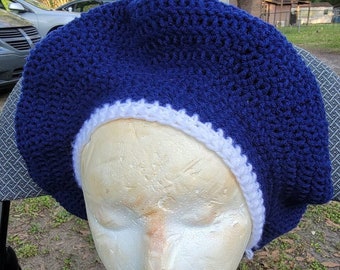 Bonnet Baret Crochet Bleu