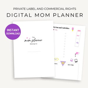 Colorful Mom Planner, Digital Life Planner for Busy Moms, Household Organizer, PLR, MRR