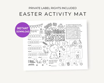 Easter Coloring Place Mat, Printable Activity for Kids, Fun Craft, Sunday School Coloring Page, Easter Fun,  MRR, Montesorri, Kindergarden