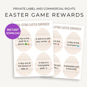 Printable Easter Egg Rewards, Fun Easter Coupons for Kids, Egg Hunt Tokens, Easter Basket Fillers, Instant Download, PLR, MRR