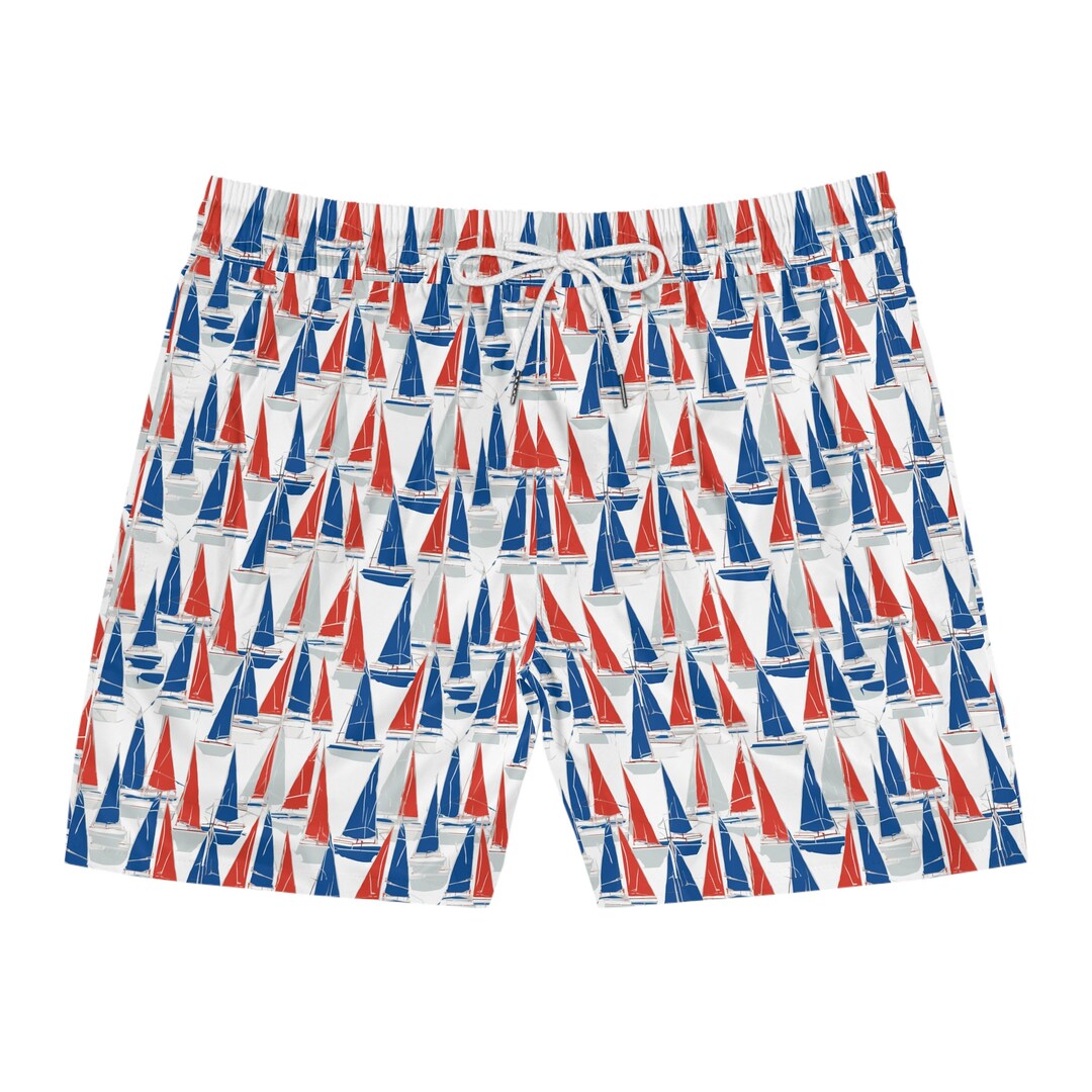 Sail Away Men's Midlength Swim Trunks Etsy
