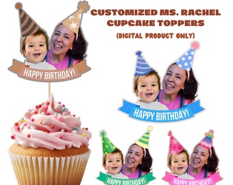 Customized Ms. Rachel Cupcake Toppers, Digital Product, Personalized Cupcake Toppers, PDF File, Miss Rachel Cupcake Toppers