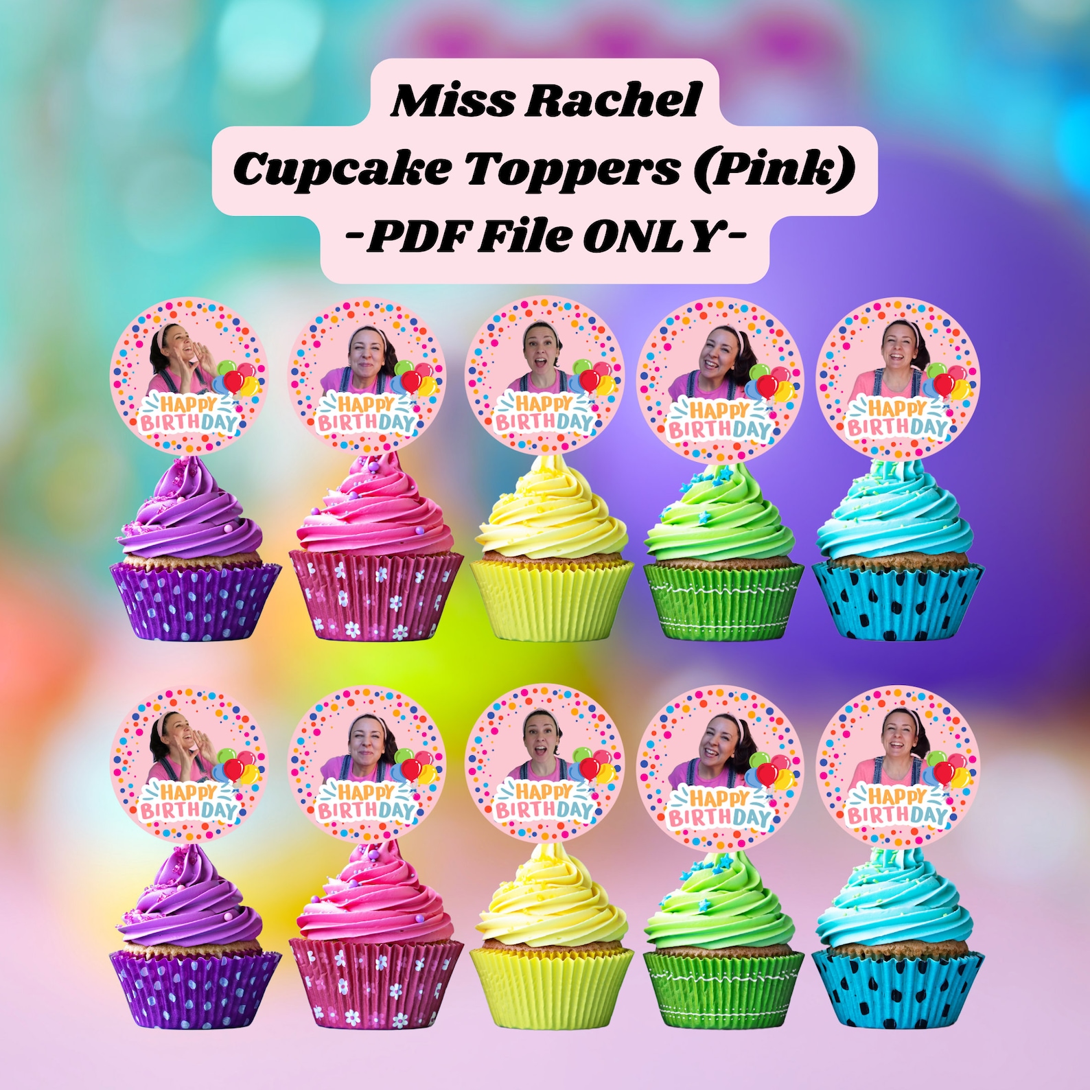 Printable Ms. Rachel Cupcake Toppers PINK Digital Product Instant ...