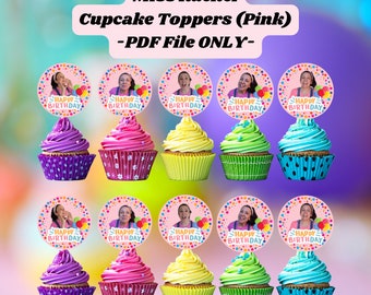 Printable Ms. Rachel Cupcake Toppers - PINK | Digital Product | Instant Download | Regular and Mini Cupcakes | Birthday cupcake toppers