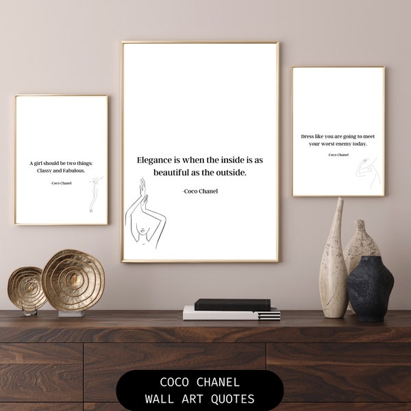 Coco Chanel wall art quotes, Women empowerment wall art quotes,  Coco Chanel printable wall art, coco quote, printable wall art, coco chanel