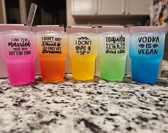 Mini shot glasses with lid and straw-Alcohol/Drinking Games/Party/Shot/Bachelorette/Gift Bag/Wedding/Gift/Espresso Tumblers/Divorce/Birthday