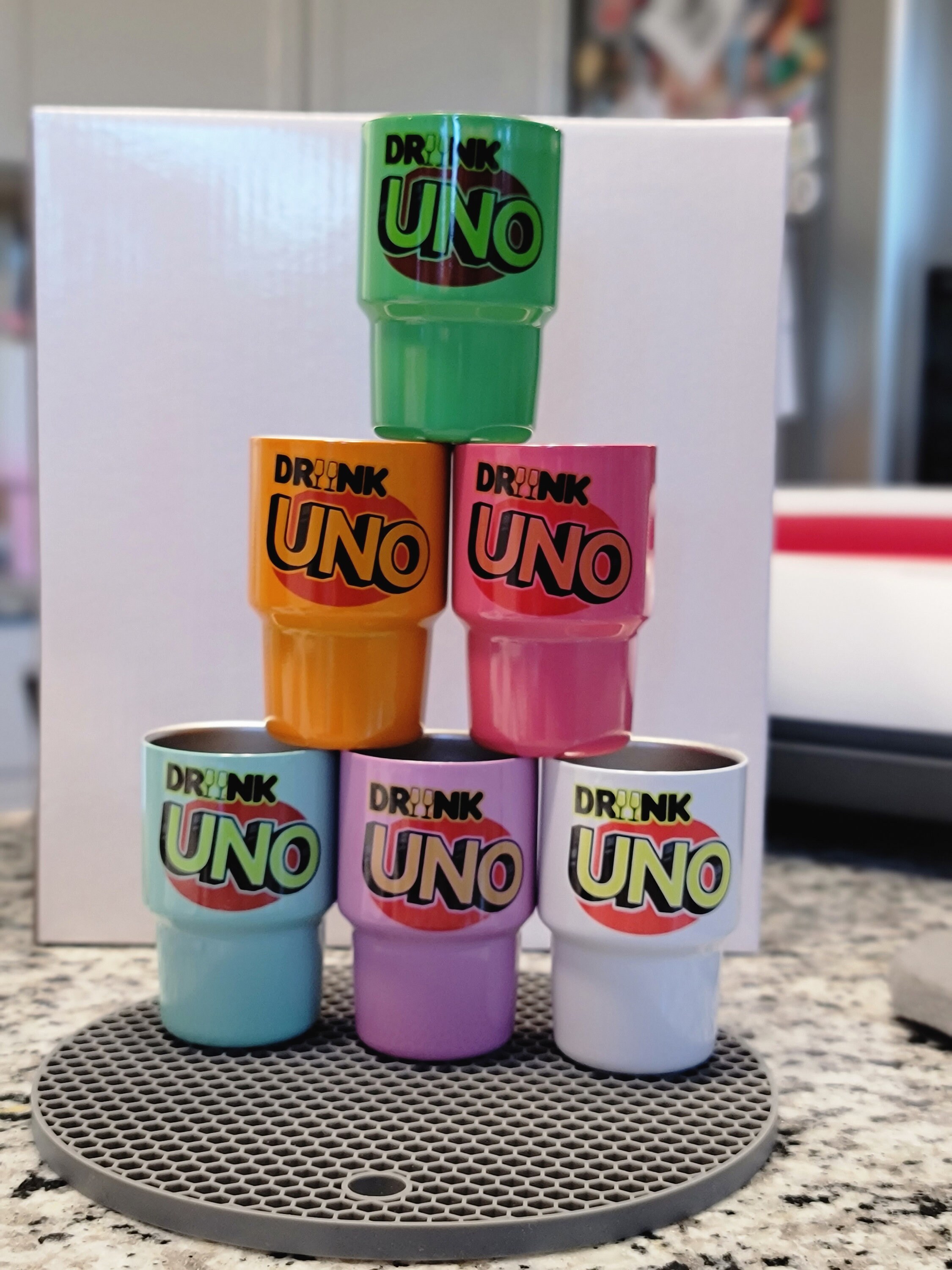 Drink Uno Mini Shot Tumblers Set of 6 3oz Shot Glass Tumblers Mini Tumbler  With Lid and Straw Adults Game Night 