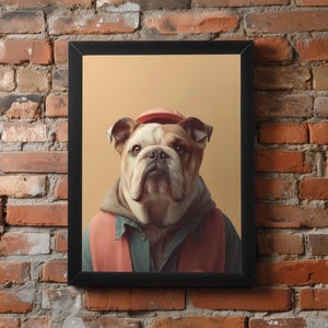 Bulldog Construction Worker Digital Art – Funny Dog Decor, Builder Dog Print, Industrial Pet Portrait, Instant Download, Gift for Dog Lovers