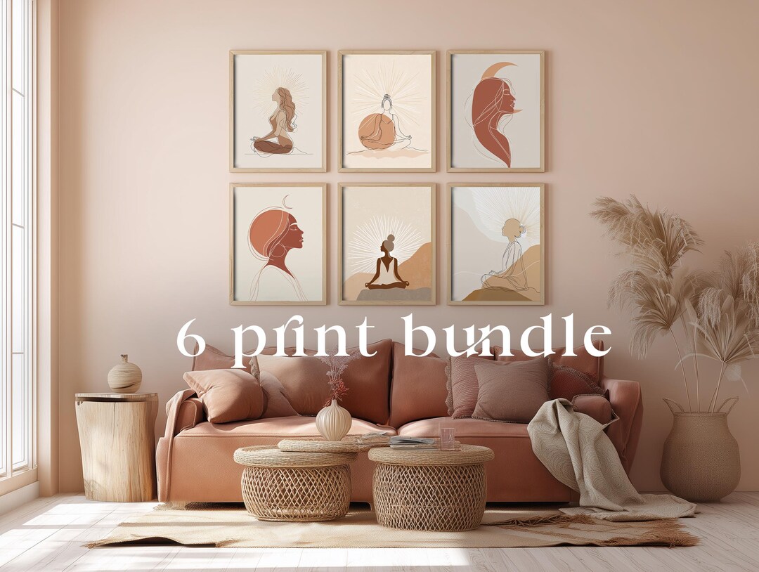 Boho Line Art Wall Art Set 2 – Minimalist Printable Bundle of 6 ...