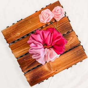 Pink Ombre Oversized XL Silky Satin Scrunchies | Luxurious Scrunchies | Elegant Scrunchies | Large Jumbo Scrunchies | Handmade Scrunchies