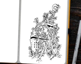 Überwuchertes Relikt - Malseite (Printable PDF)