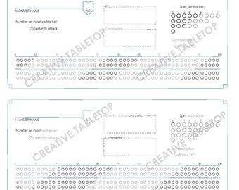 Monster Hit Point Tracker mit Zaubersprüchen (Max Hit Points 200-1000, 3-1 Sets von Trackern)