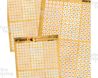 HP Tracker Bogen für DnD | A4 & A5 Druckbar | 3 Designs + Drucker freundlich