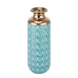 Blue Fluted Vase | Contemporary home decor | Bronze vase | Blue Vase | Home gift