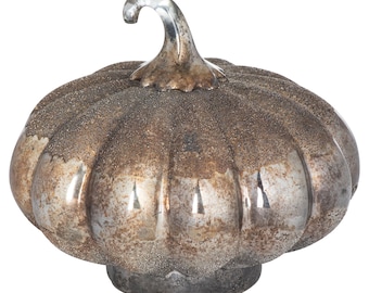 Vintage Metallic Pumpkin Decor |Antique Finish Pumpkin Sculpture | Rustic Fall Halloween Home Decoration | Unique Chic Seasonal Ornament