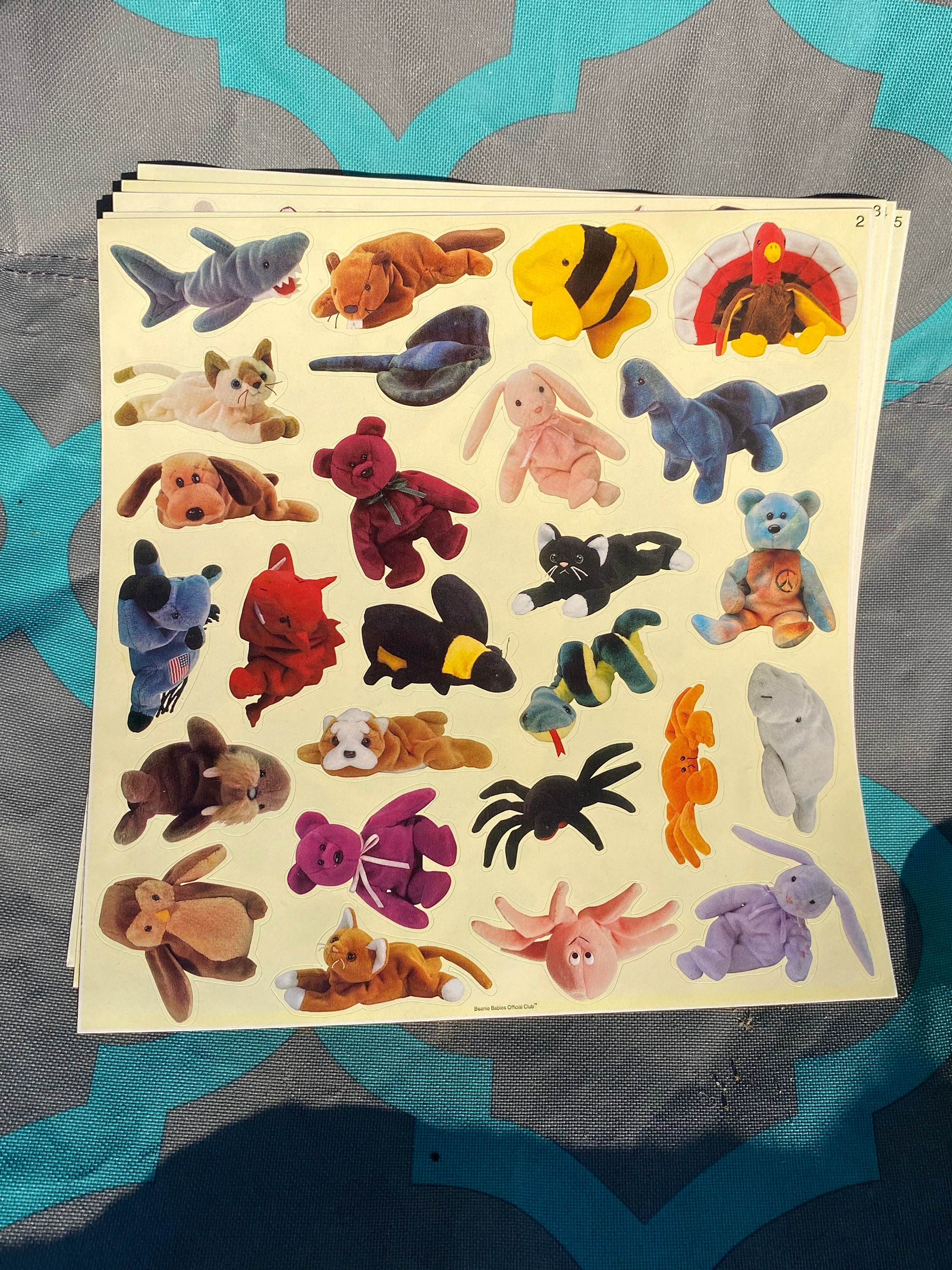 Vintage Beanie Babies Official Club Stickers - Full Set (5 Sheets