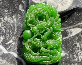 Hand Craved Jade Dragon Pendant