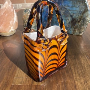 Handmade Glass Purse Flower Vase
