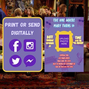 Editable Friends Birthday Invitation, Customizable Canva Template, For Adult Printable invitation, Instant Download