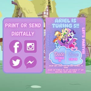 Editable My Little Pony Birthday Invitation, Customizable Canva Template, For Adult Printable invitation, Instant Download