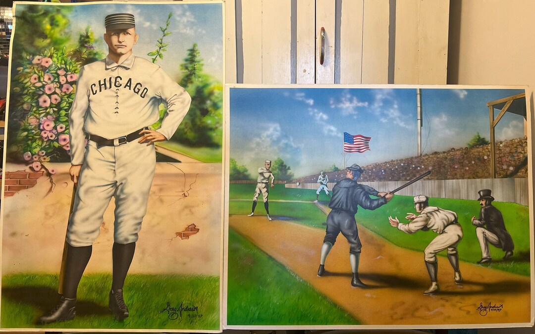 VINTAGE BASEBALL Art Prints Vivid Colors Signed Etsy