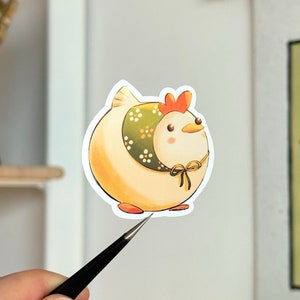 Cute chicken vinyl water resistant sticker, whimsical bird, cottagecore, planner, bullet journal decoration