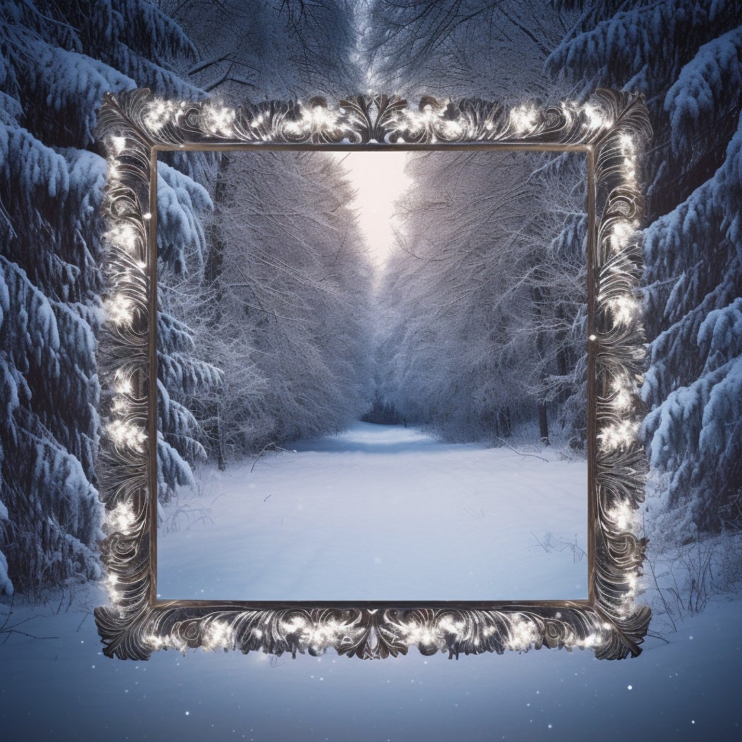 Wintery Land Christmas Photo Frame Backdrop, Xmas, Backdrops, Holidays